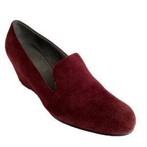 Stuart Weitzman Wedge Burgundy Slip-on Pumps 10